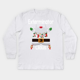 Exterminator Claus Santa Christmas Costume Pajama Kids Long Sleeve T-Shirt